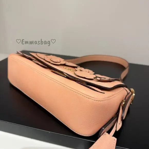 Coach Etta Small Flap Shoulder Bag With Floral Applique CDY43 Gold/Light Pink - Picture 5 of 7